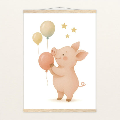 Susi das Schwein - Motiv: "Ballons" Poster mit Leisten von tinylearner