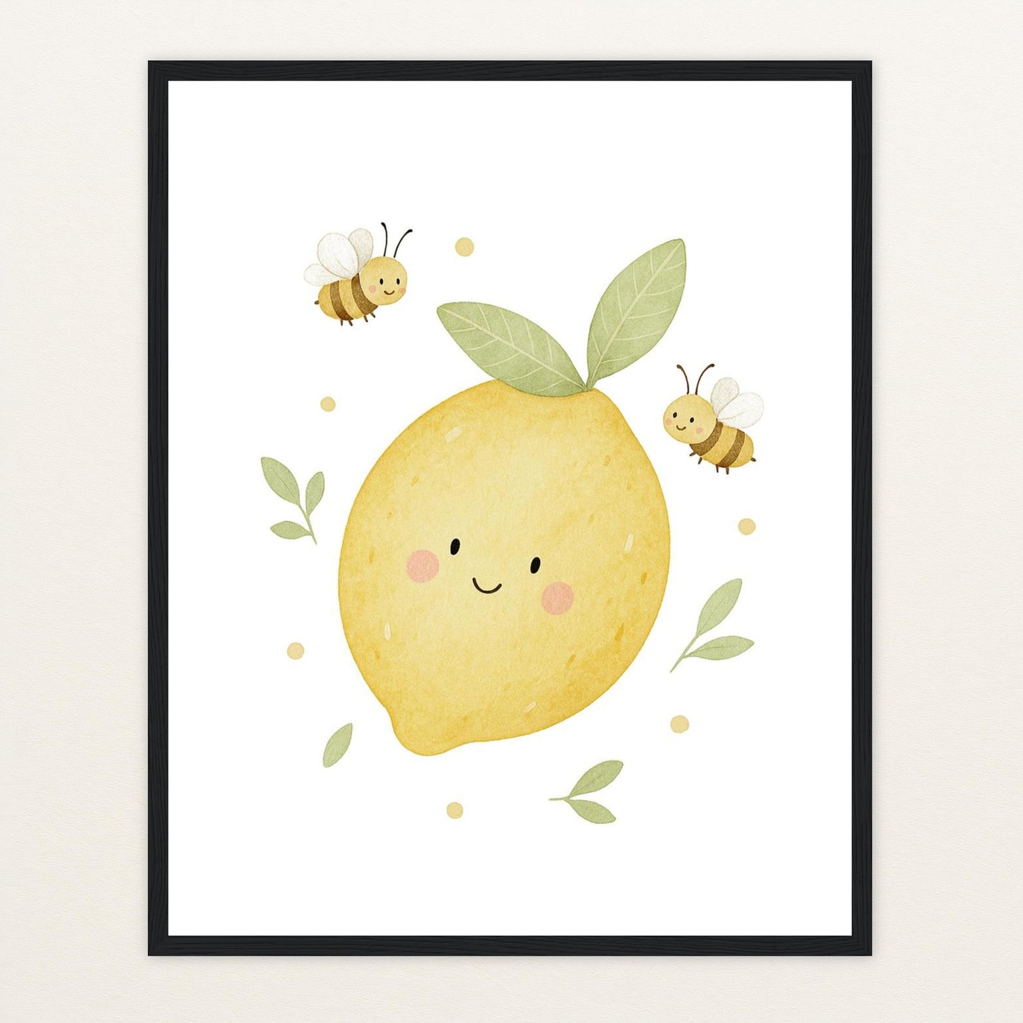 Obst: Zitrone Poster mit Holzrahmen von tinylearner