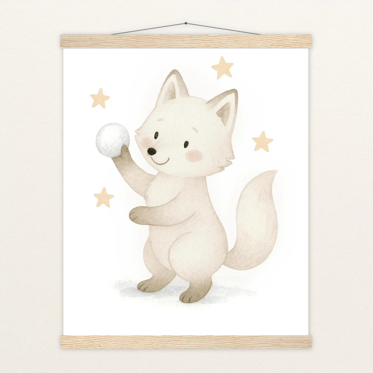 Pino der Polarfuchs - Motiv: "Schneeball" Poster mit Leisten von tinylearner