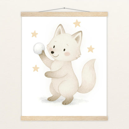 Pino der Polarfuchs - Motiv: "Schneeball" Poster mit Leisten von tinylearner