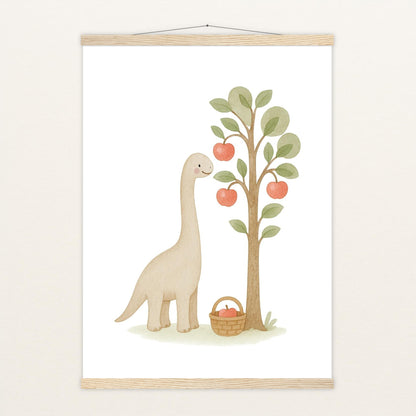 Dinosaurier Brachiosaurus - Motiv: "Apfelbaum" Poster mit Leisten von tinylearner