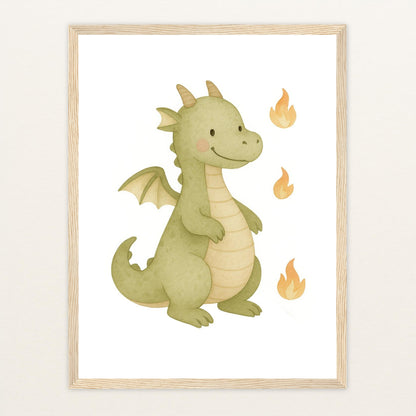 Drax der Drache Poster mit Holzrahmen von tinylearner