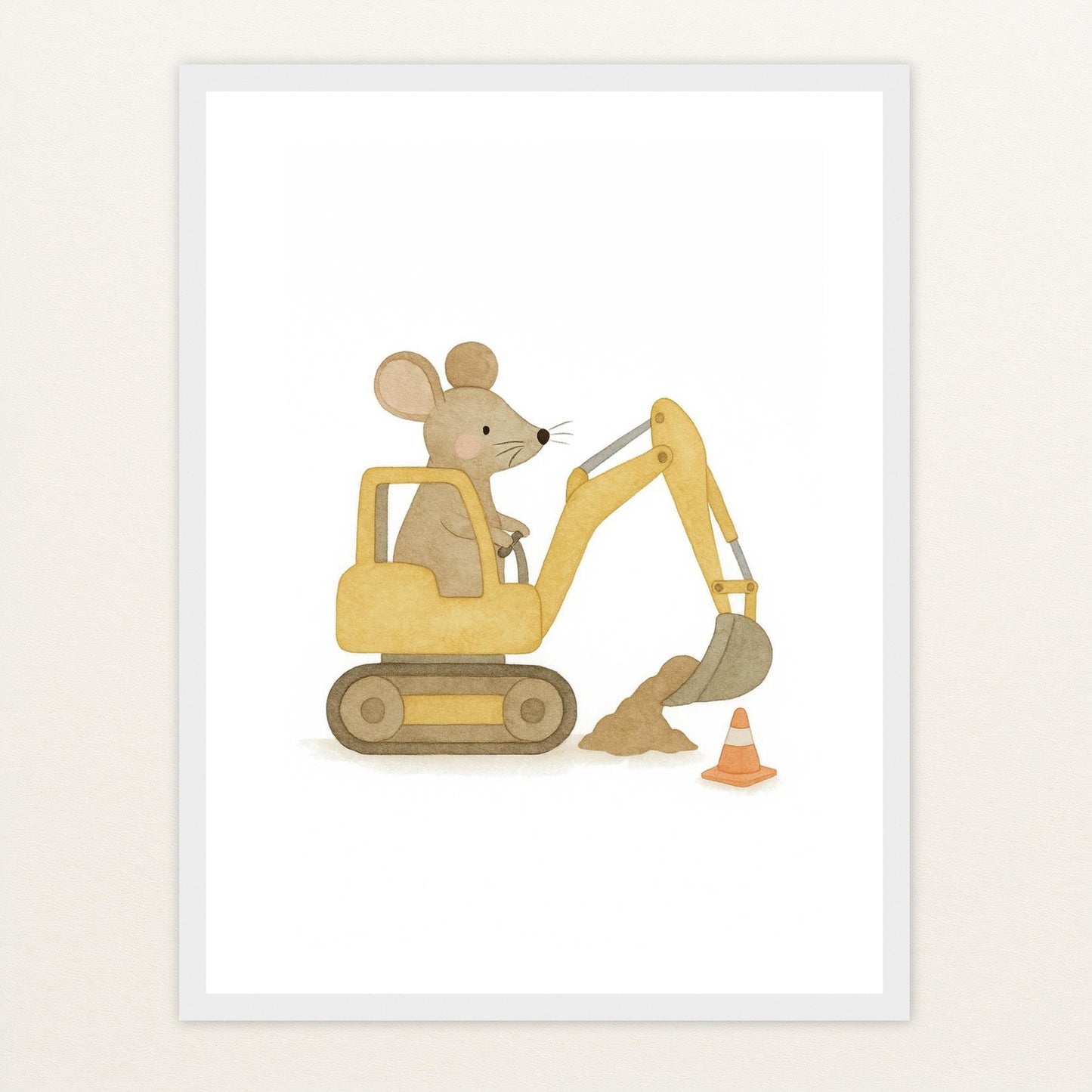 Mimi die Maus - Motiv: "Bagger" Poster mit Holzrahmen von tinylearner