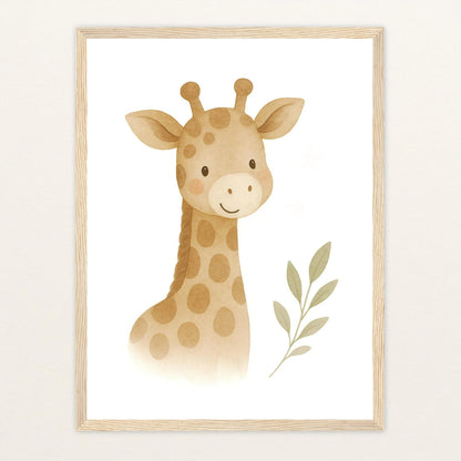 Greta die Giraffe Poster mit Holzrahmen von tinylearner