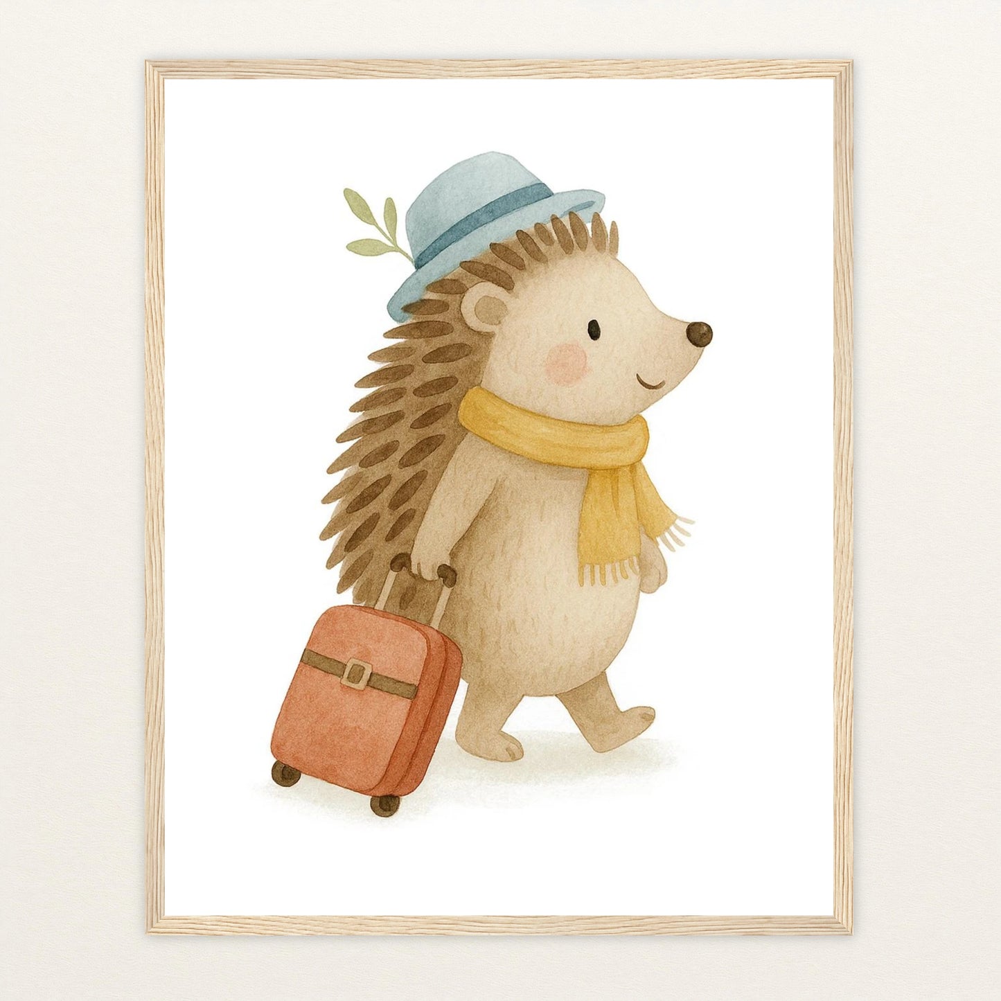 Iggi der Igel - Motiv: "Reisen" Poster mit Holzrahmen von tinylearner