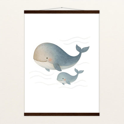 Willi der Wal - Motiv: "Familie" Poster mit Leisten von tinylearner