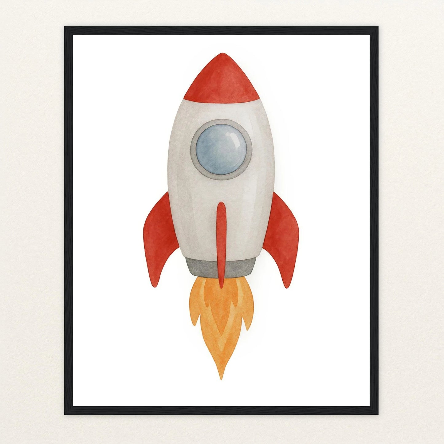 Rakete Poster mit Holzrahmen von tinylearner