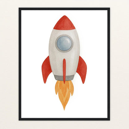 Rakete Poster mit Holzrahmen von tinylearner