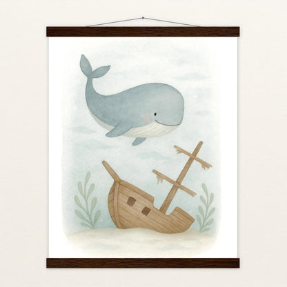 Willi der Wal - Motiv: "Schiffswrack" Poster mit Leisten von tinylearner