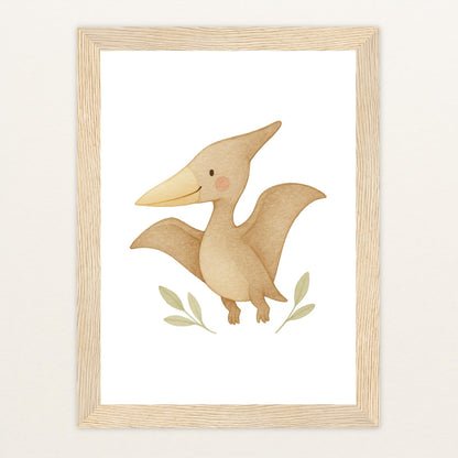 Dinosaurier Pteranodon Poster mit Holzrahmen von tinylearner