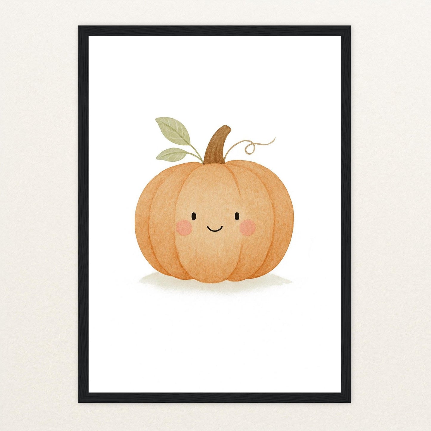 Gemüse: Kürbis Poster mit Holzrahmen von tinylearner