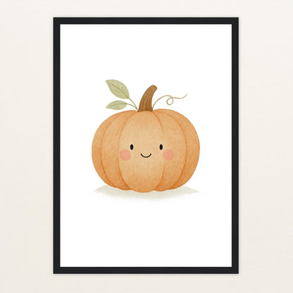 Gemüse: Kürbis Poster mit Holzrahmen von tinylearner