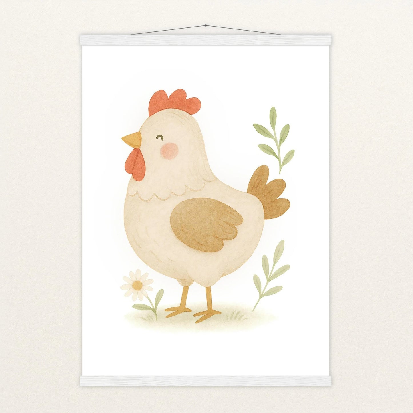 Hanni das Huhn Poster mit Leisten von tinylearner