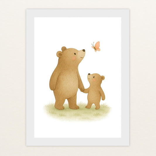 Balu der Bär - Motiv: "Schmetterling" Poster mit Holzrahmen von tinylearner