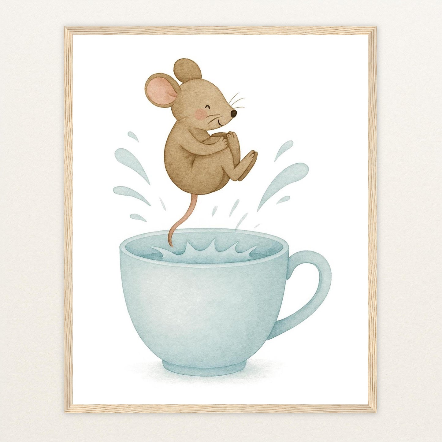 Mimi die Maus - Motiv: "Pool" Poster mit Holzrahmen von tinylearner