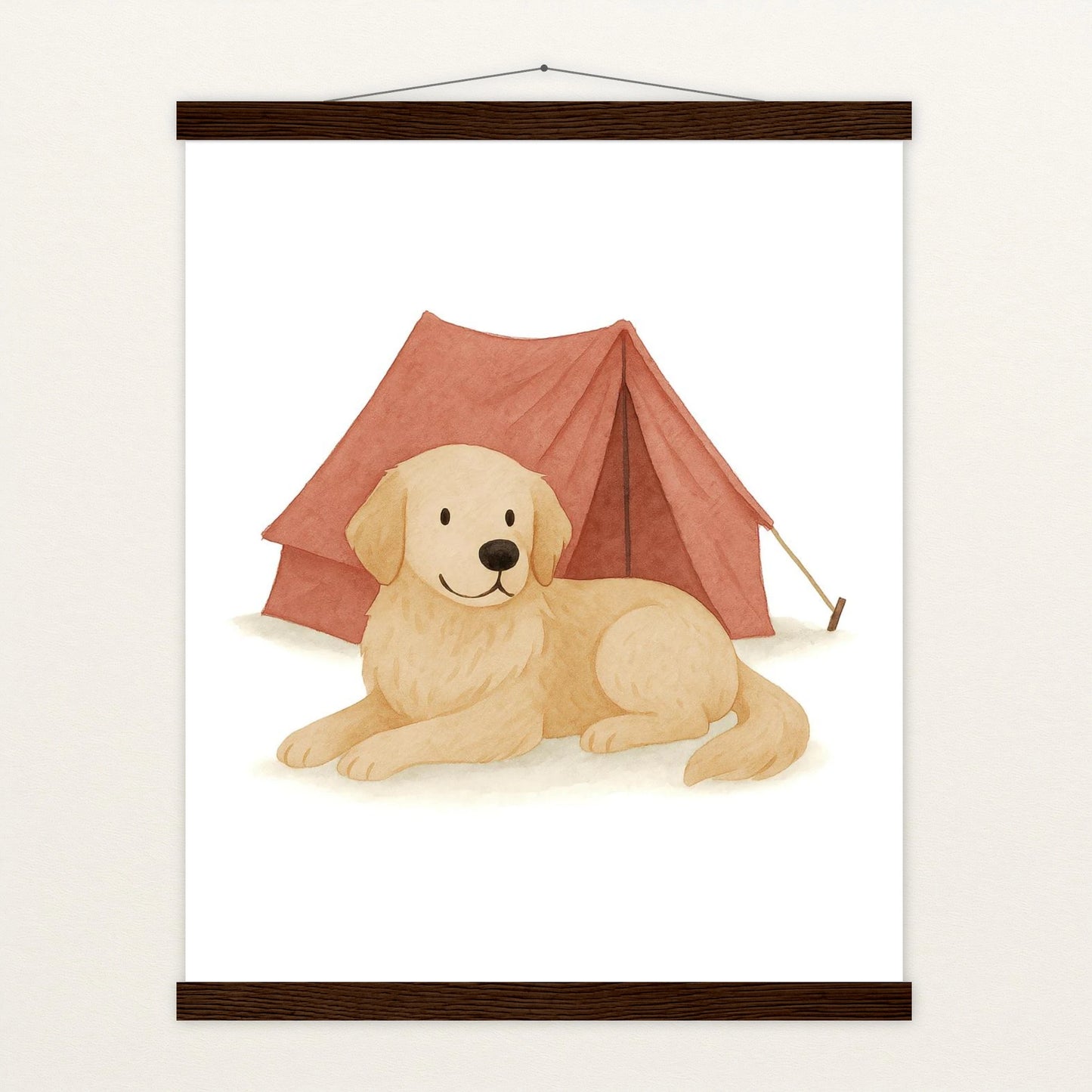 Hugo der Hund - Motiv: "Zelt" Poster mit Leisten von tinylearner