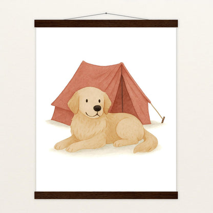 Hugo der Hund - Motiv: "Zelt" Poster mit Leisten von tinylearner