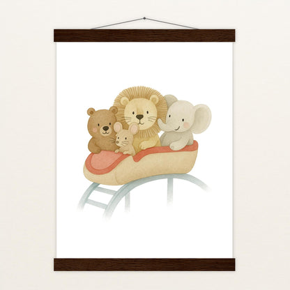 Tierfreunde - Motiv: "Achterbahn" Poster mit Leisten von tinylearner