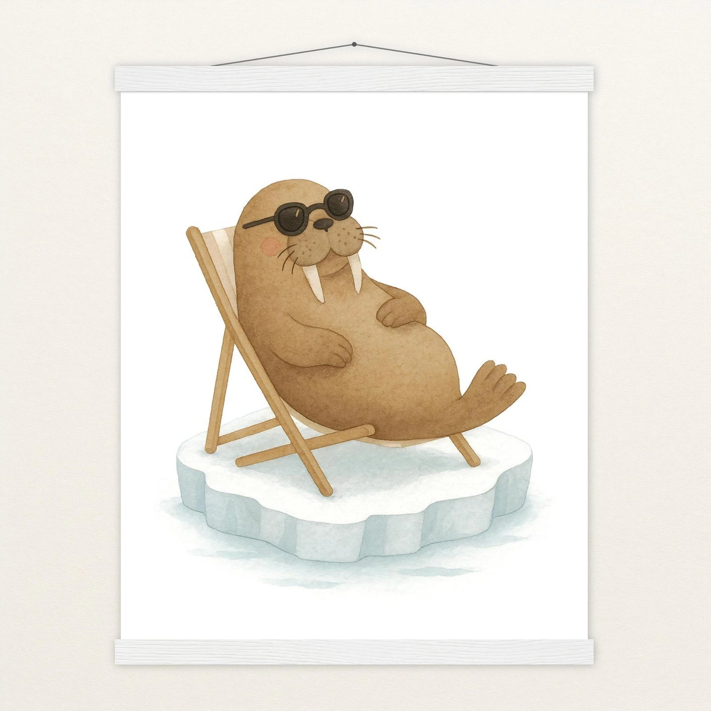 Wally das Walross - Motiv: "Liegestuhl" Poster mit Leisten von tinylearner