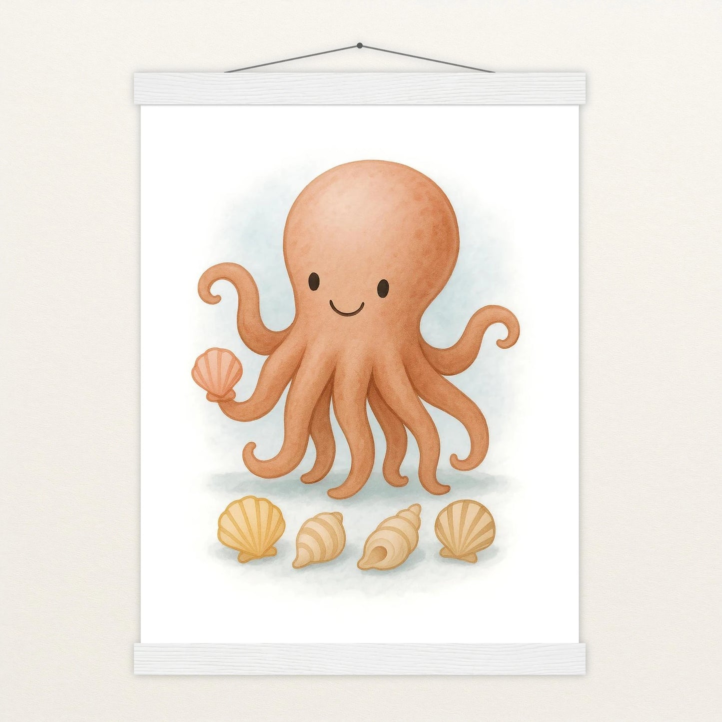 Tilli der Tintenfisch - Motiv: "Muscheln" Poster mit Leisten von tinylearner