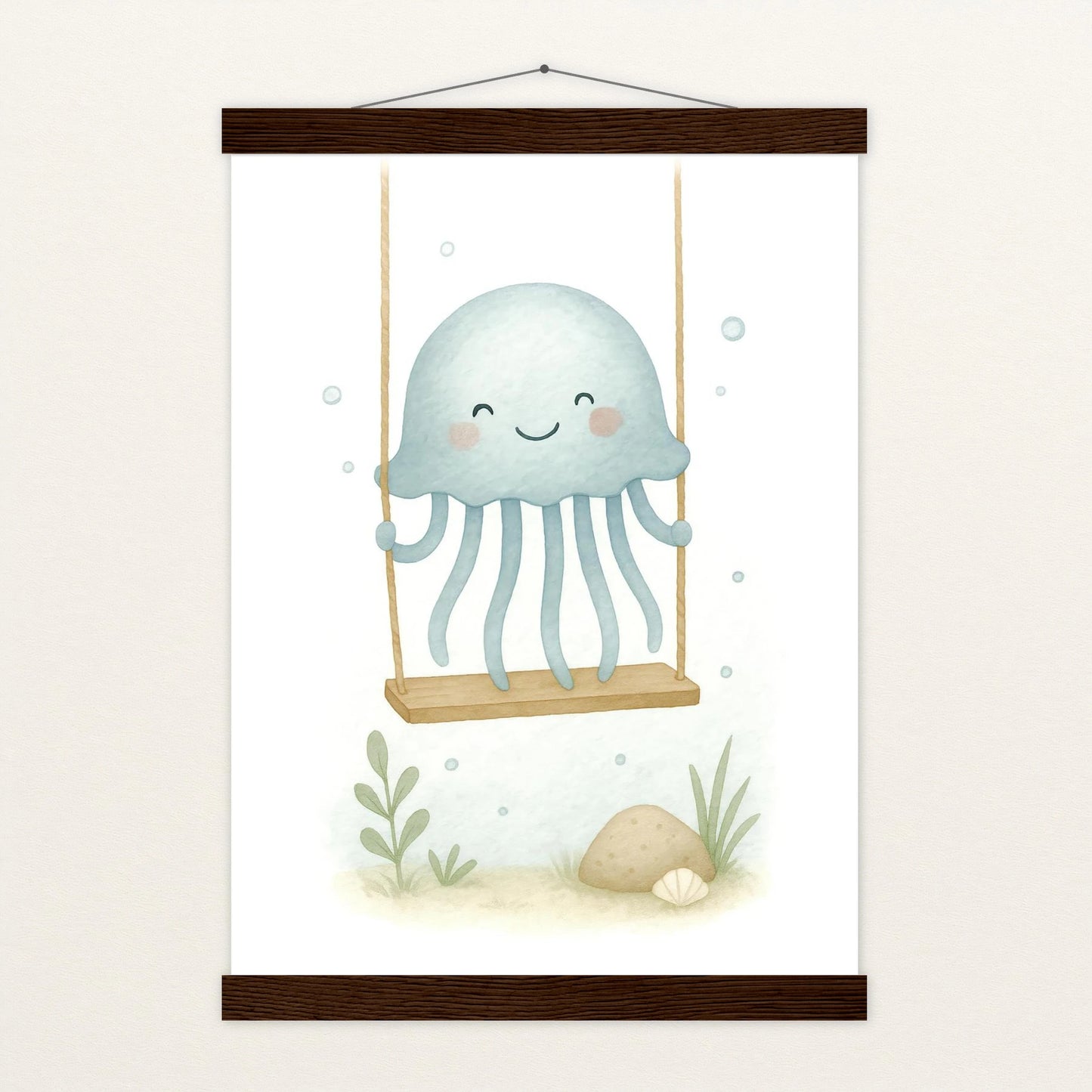 Quinn die Qualle - Motiv: "Schaukel" Poster mit Leisten von tinylearner