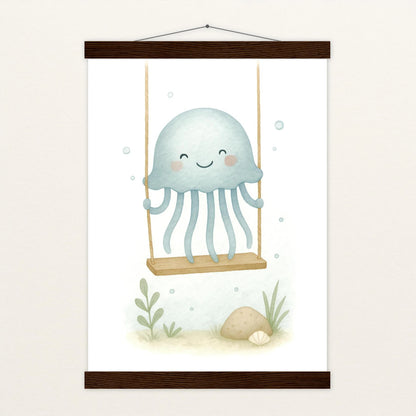 Quinn die Qualle - Motiv: "Schaukel" Poster mit Leisten von tinylearner