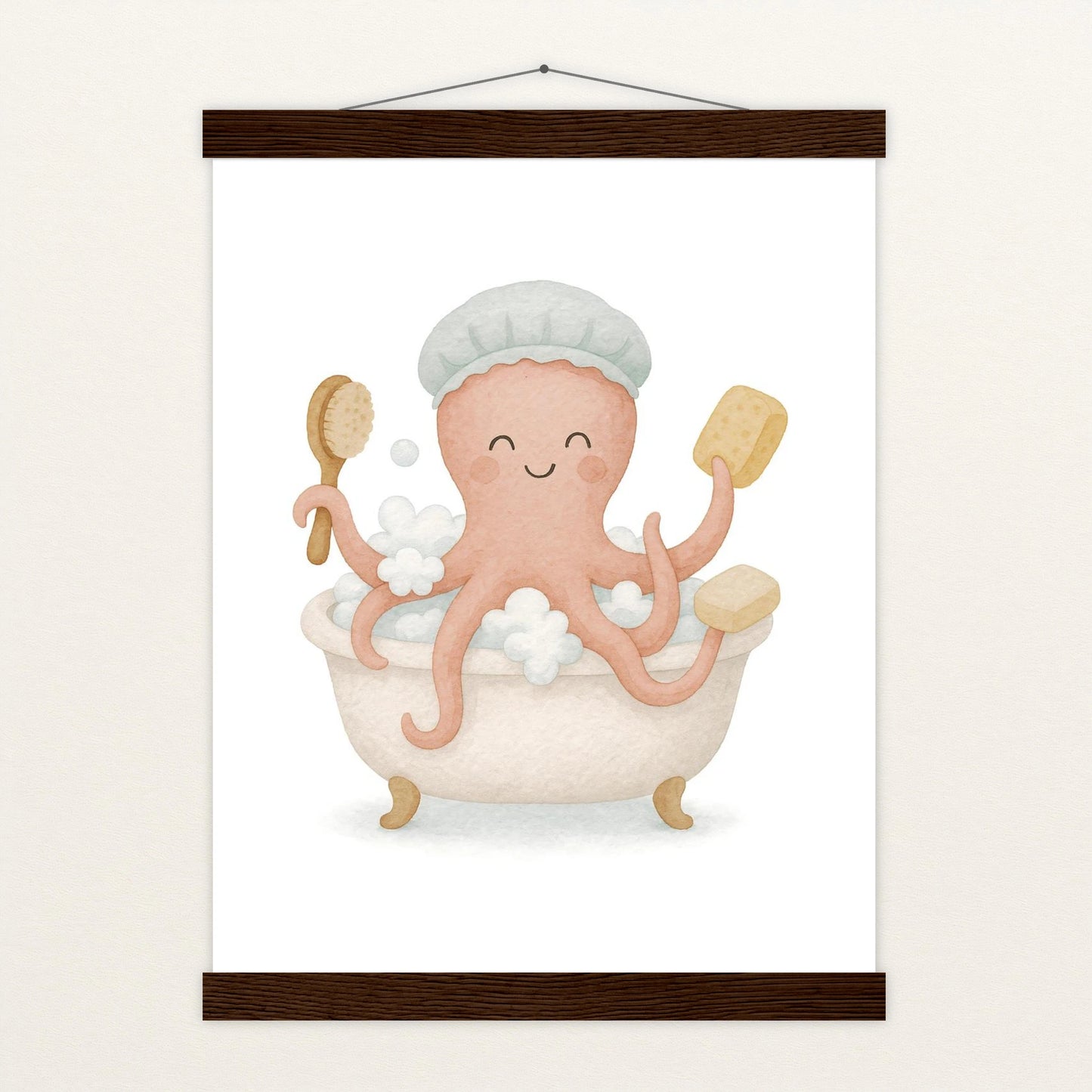 Tilli der Tintenfisch - Motiv: "Baden" Poster mit Leisten von tinylearner