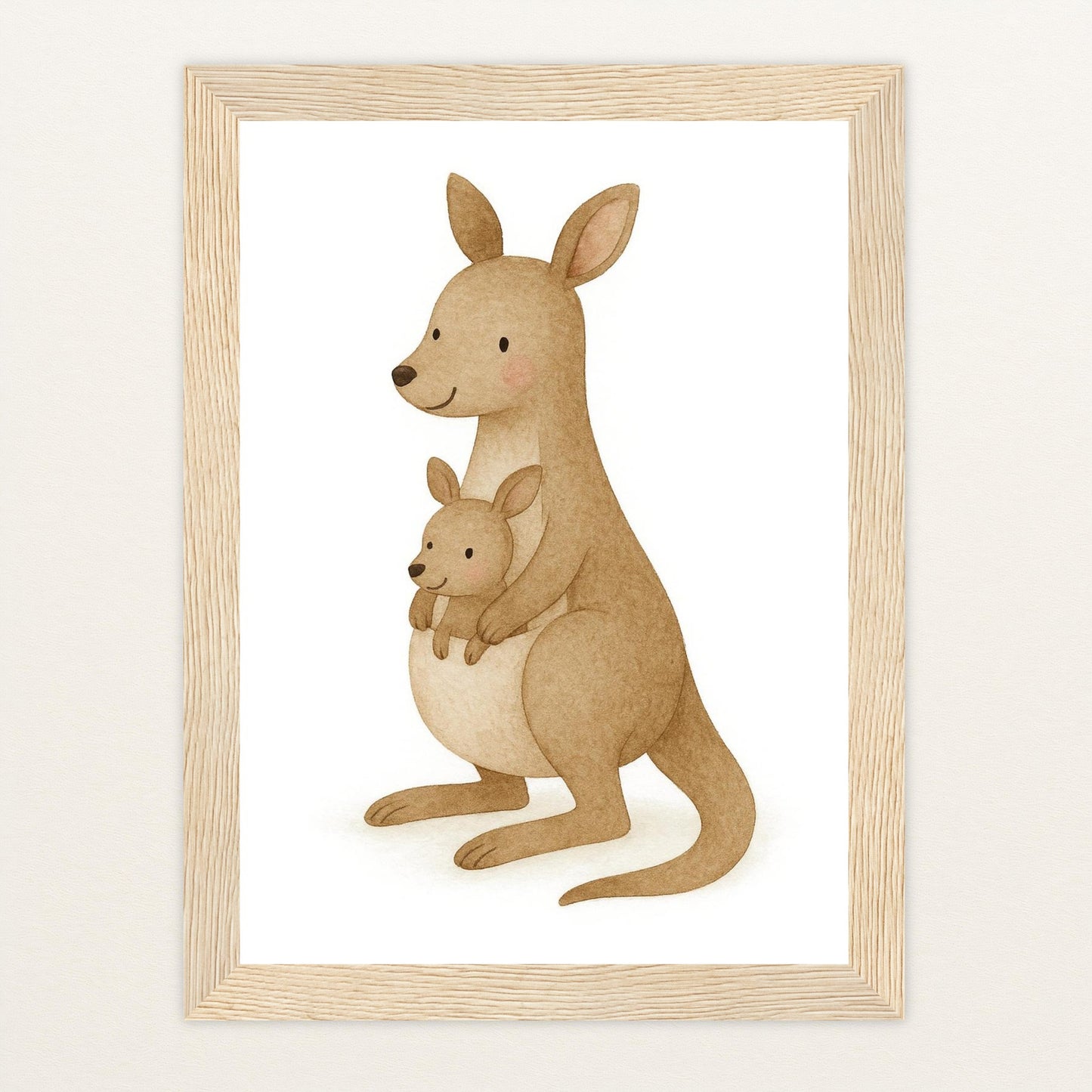 Kängu das Känguru Poster mit Holzrahmen von tinylearner