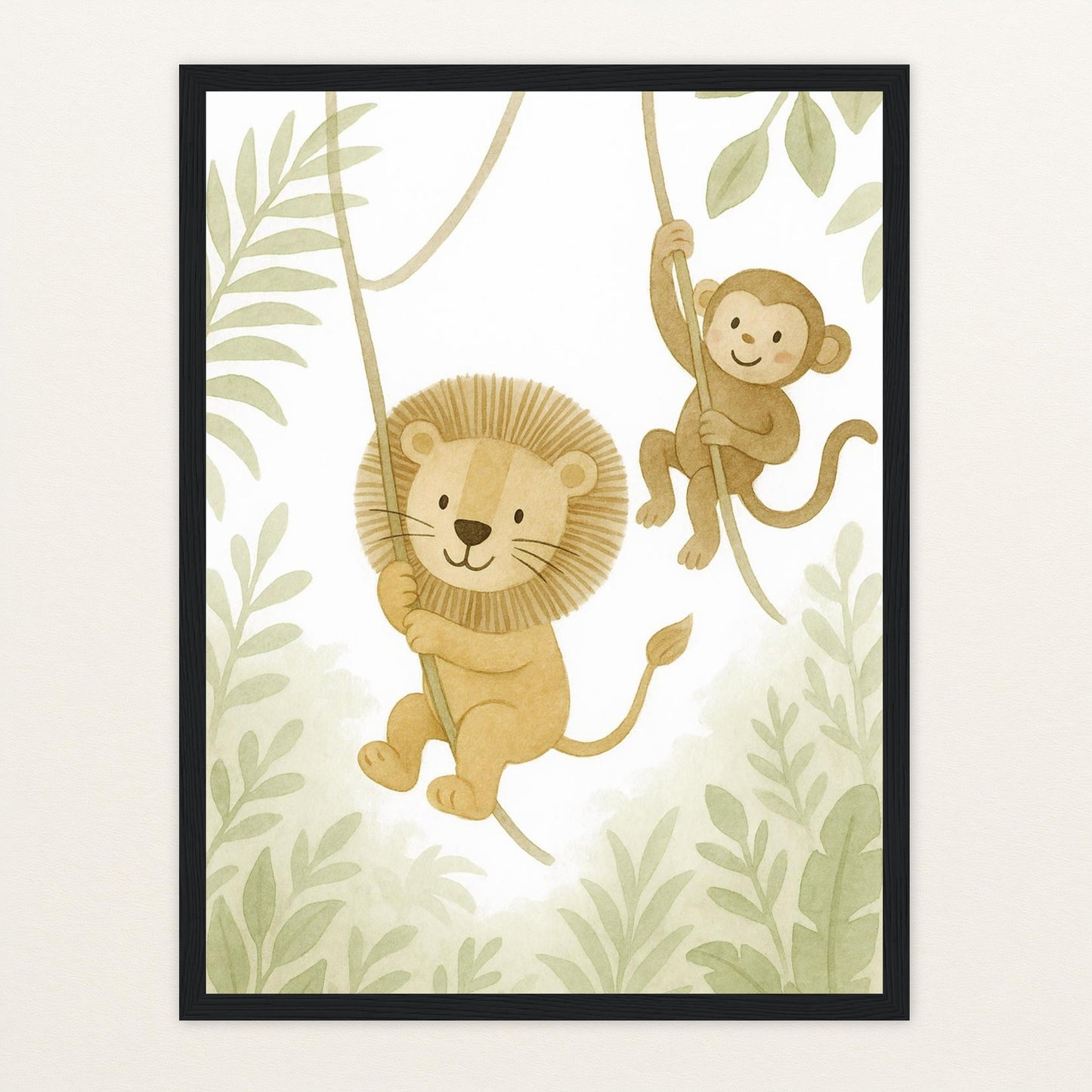 Tierfreunde - Motiv: "Lianen" Poster mit Holzrahmen von tinylearner