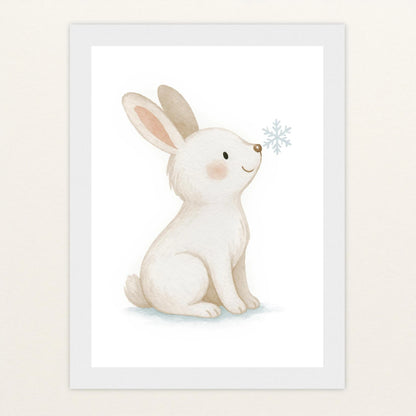 Sina der Schneehase Poster mit Holzrahmen von tinylearner