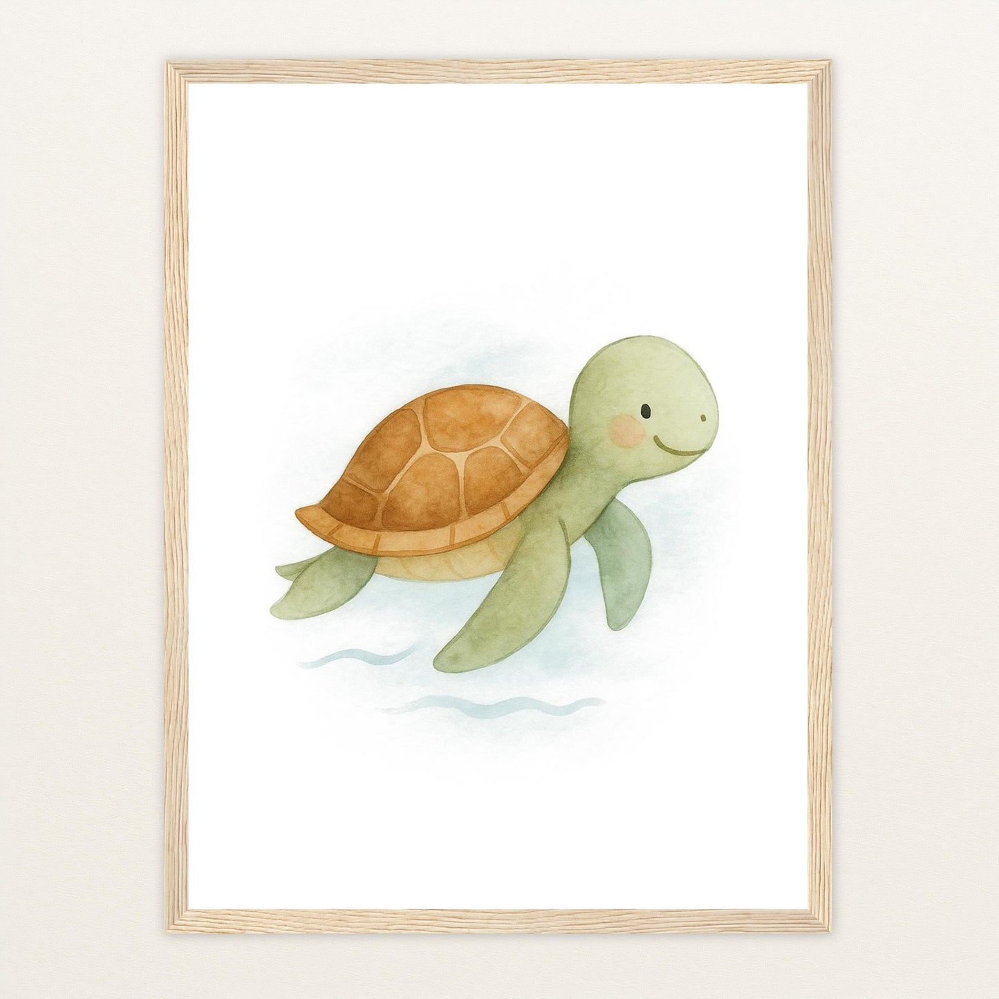 Sora die Schildkröte Poster mit Holzrahmen von tinylearner