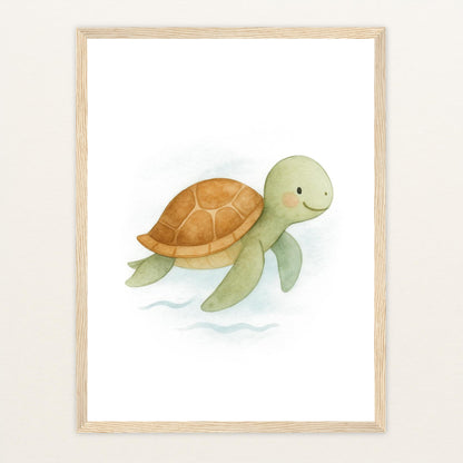 Sora die Schildkröte Poster mit Holzrahmen von tinylearner