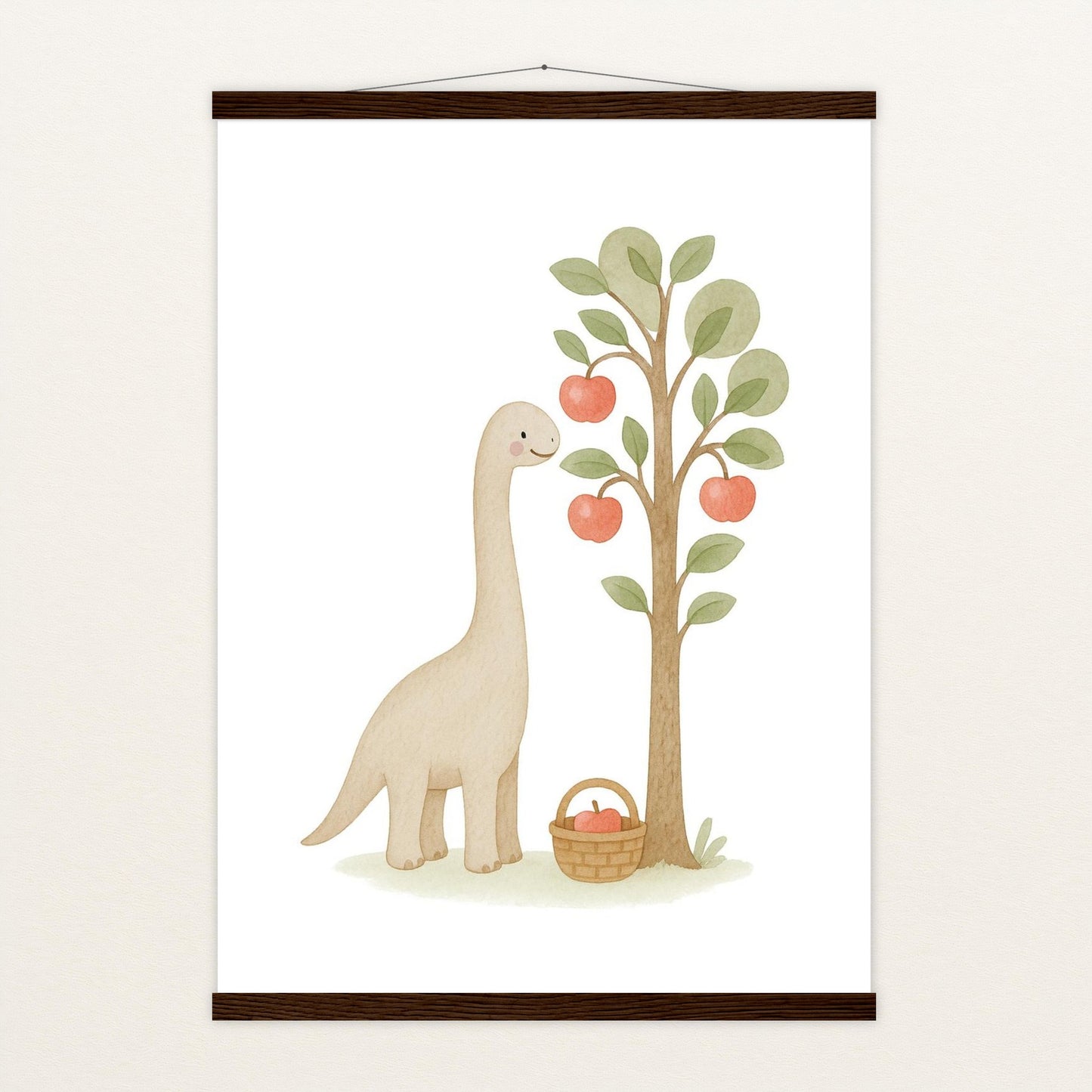 Dinosaurier Brachiosaurus - Motiv: "Apfelbaum" Poster mit Leisten von tinylearner