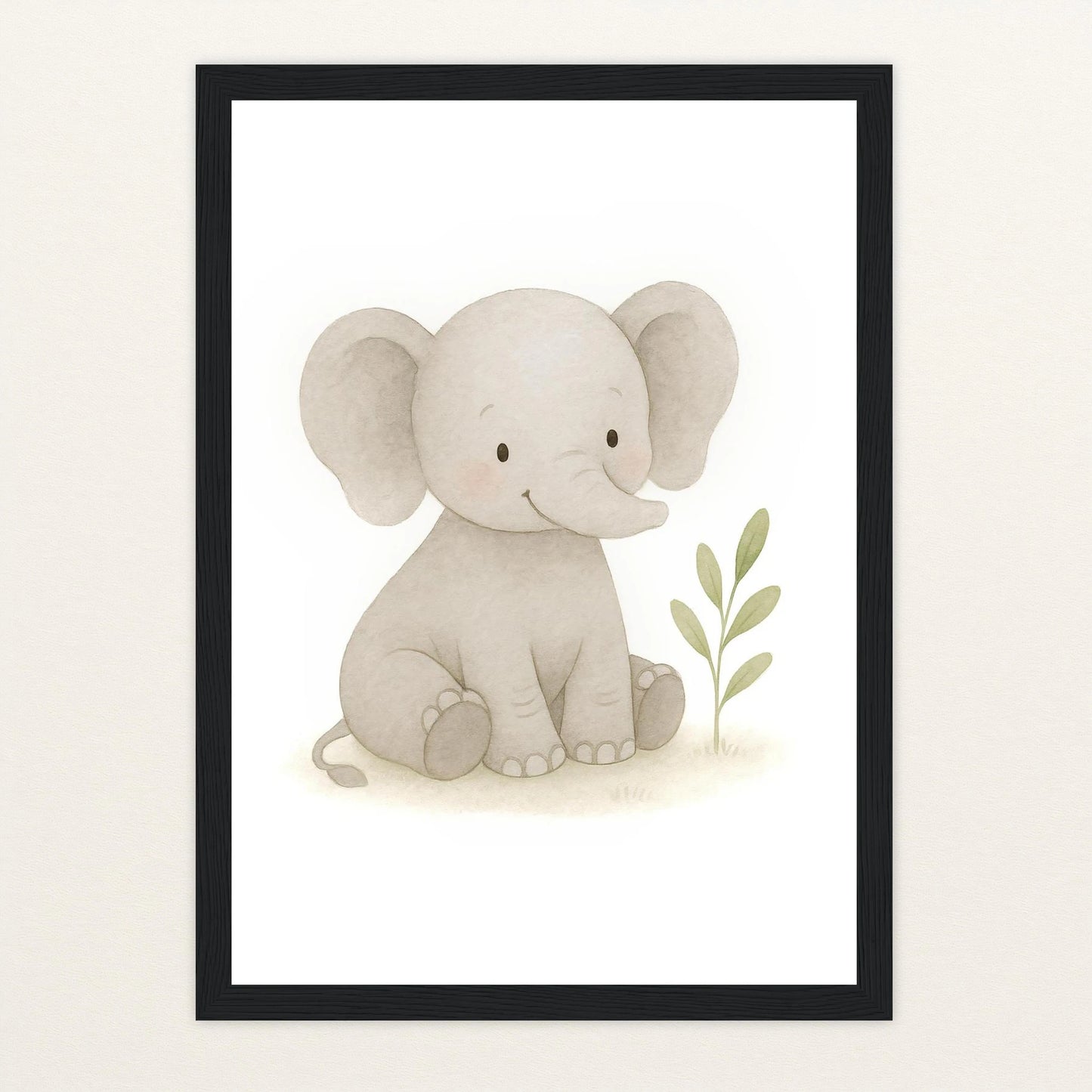 Emil der Elefant Poster mit Holzrahmen von tinylearner