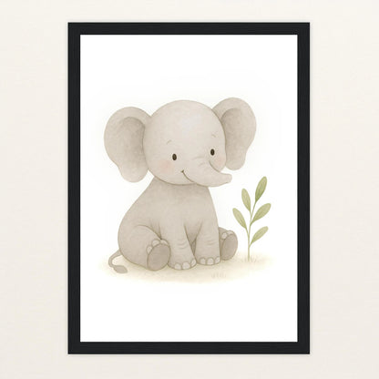 Emil der Elefant Poster mit Holzrahmen von tinylearner