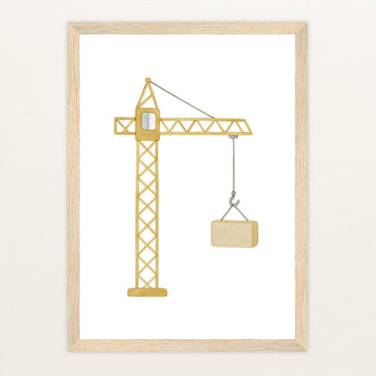Kran Poster mit Holzrahmen von tinylearner