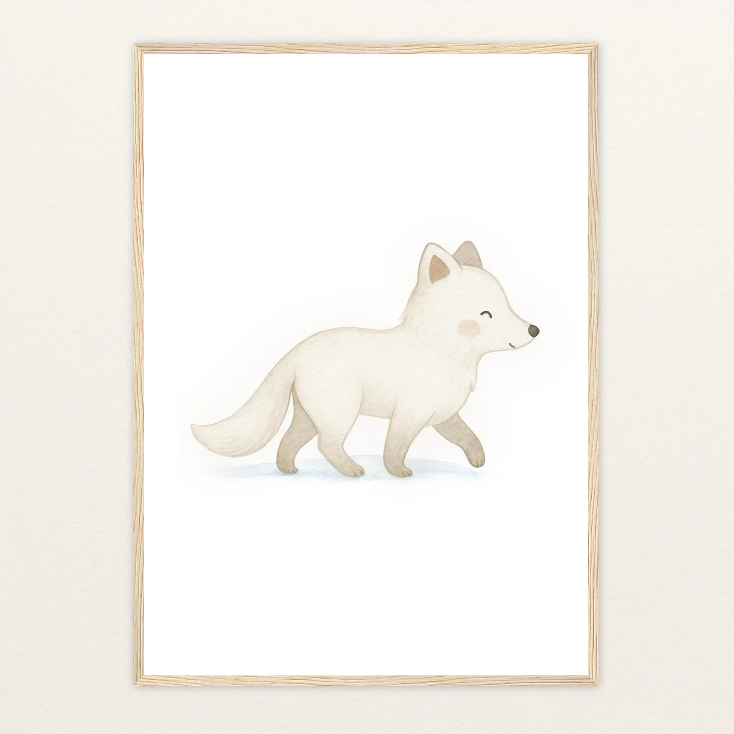 Pino der Polarfuchs Poster mit Holzrahmen von tinylearner