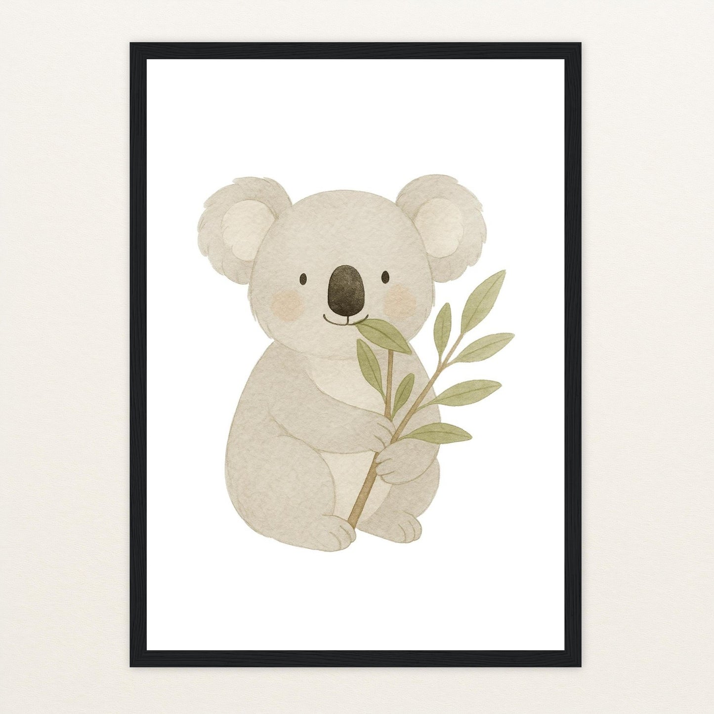 Kori der Koala - Motiv: "Eukalyptus" Poster mit Holzrahmen von tinylearner