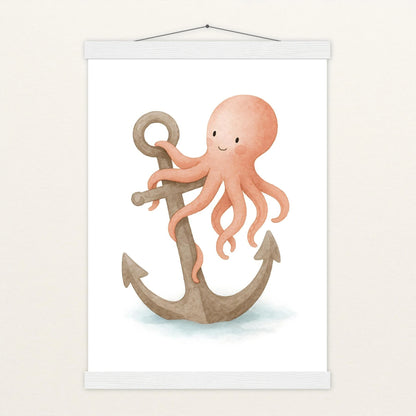 Tilli der Tintenfisch - Motiv: "Anker" Poster mit Leisten von tinylearner