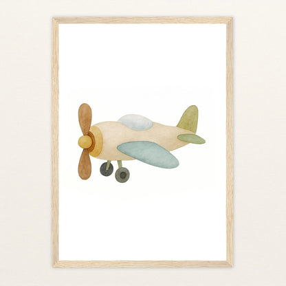 Propellerflugzeug Poster mit Holzrahmen von tinylearner