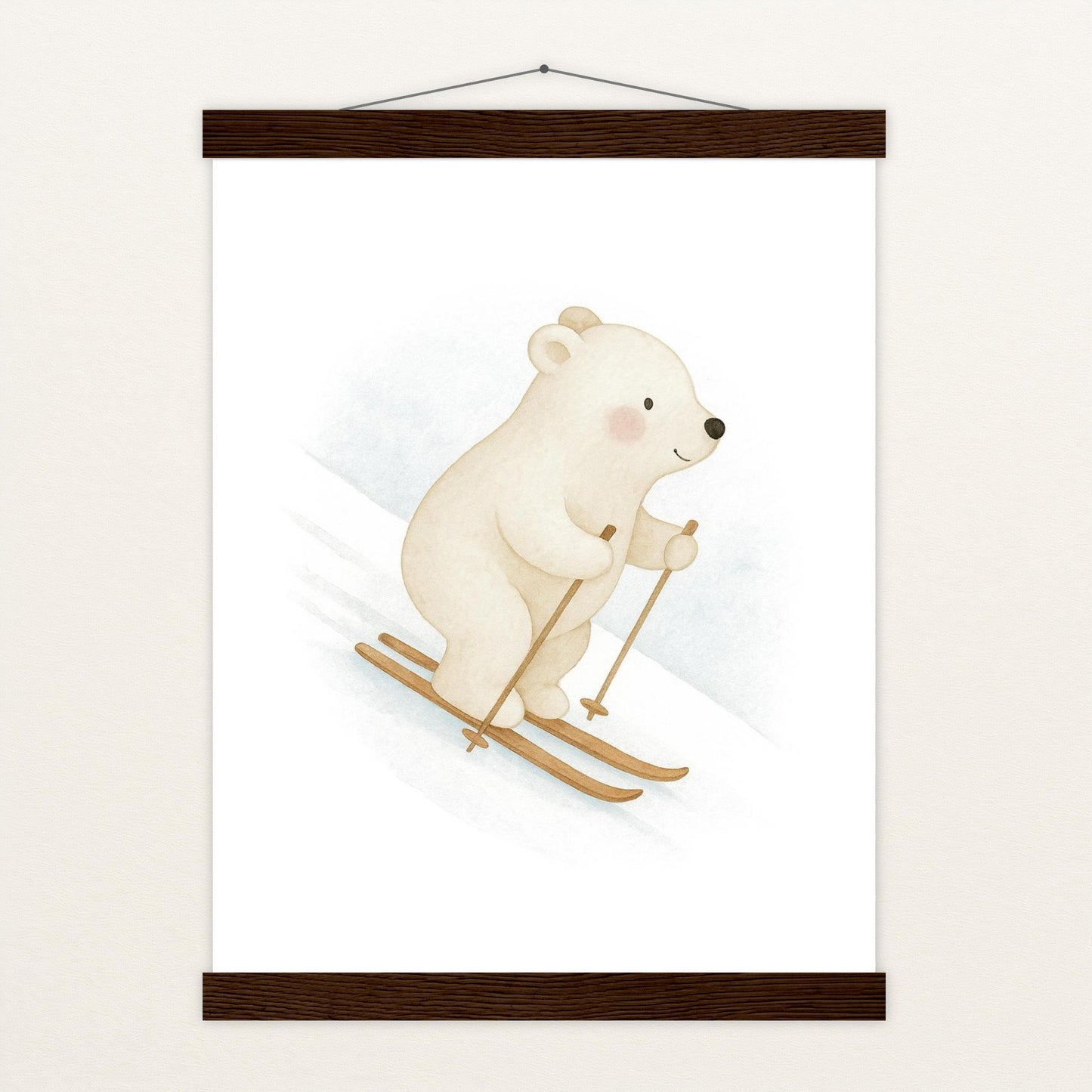 Pummel der Polarbär - Motiv: "Ski" Poster mit Leisten von tinylearner