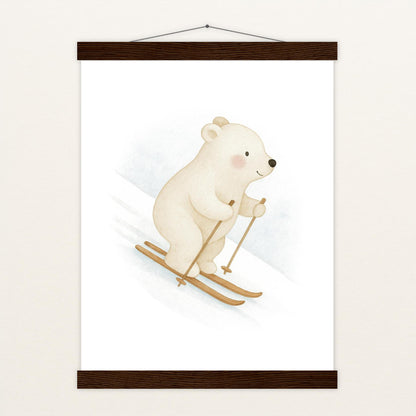 Pummel der Polarbär - Motiv: "Ski" Poster mit Leisten von tinylearner