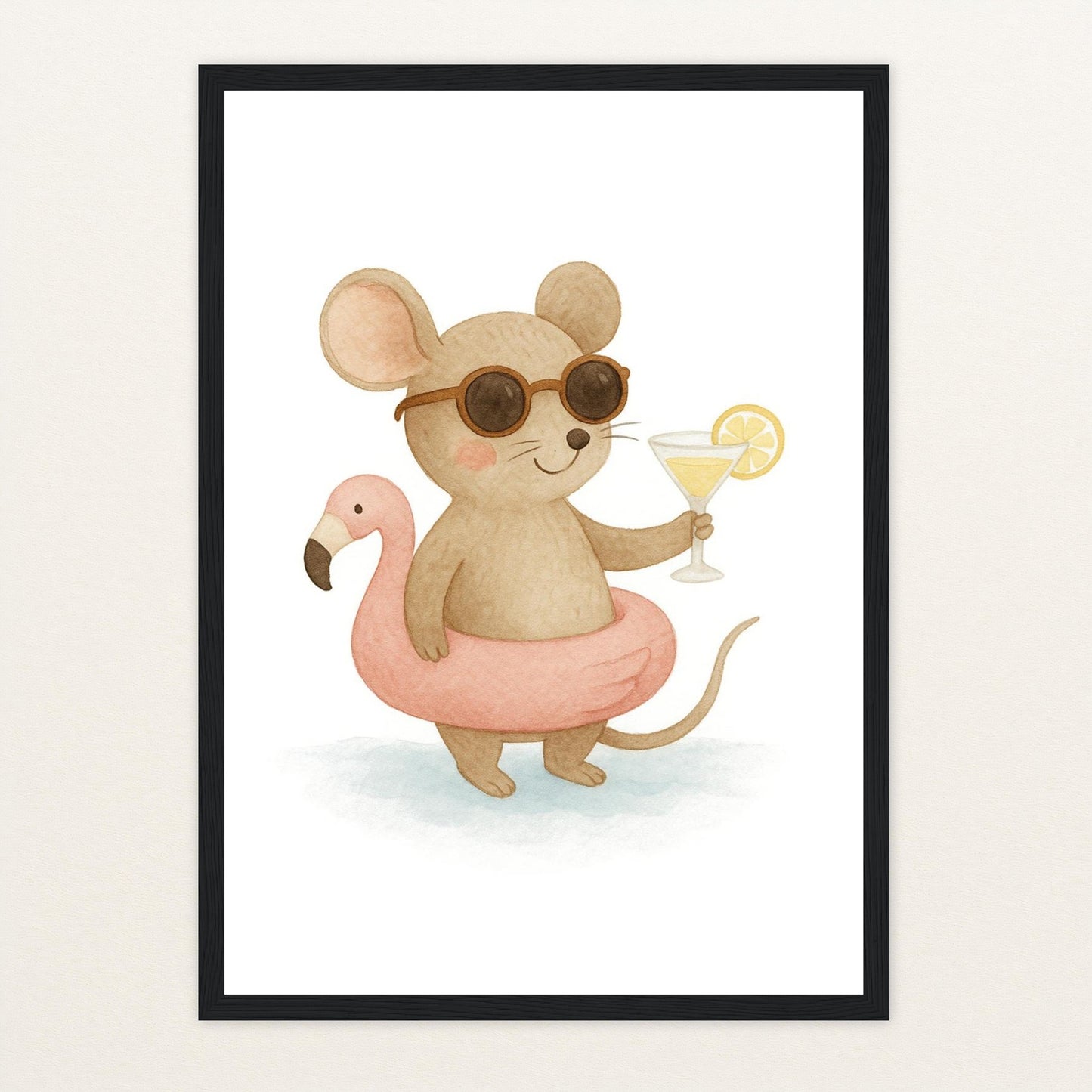 Mimi die Maus - Motiv: "Pooltag" Poster mit Holzrahmen von tinylearner