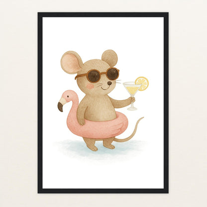 Mimi die Maus - Motiv: "Pooltag" Poster mit Holzrahmen von tinylearner