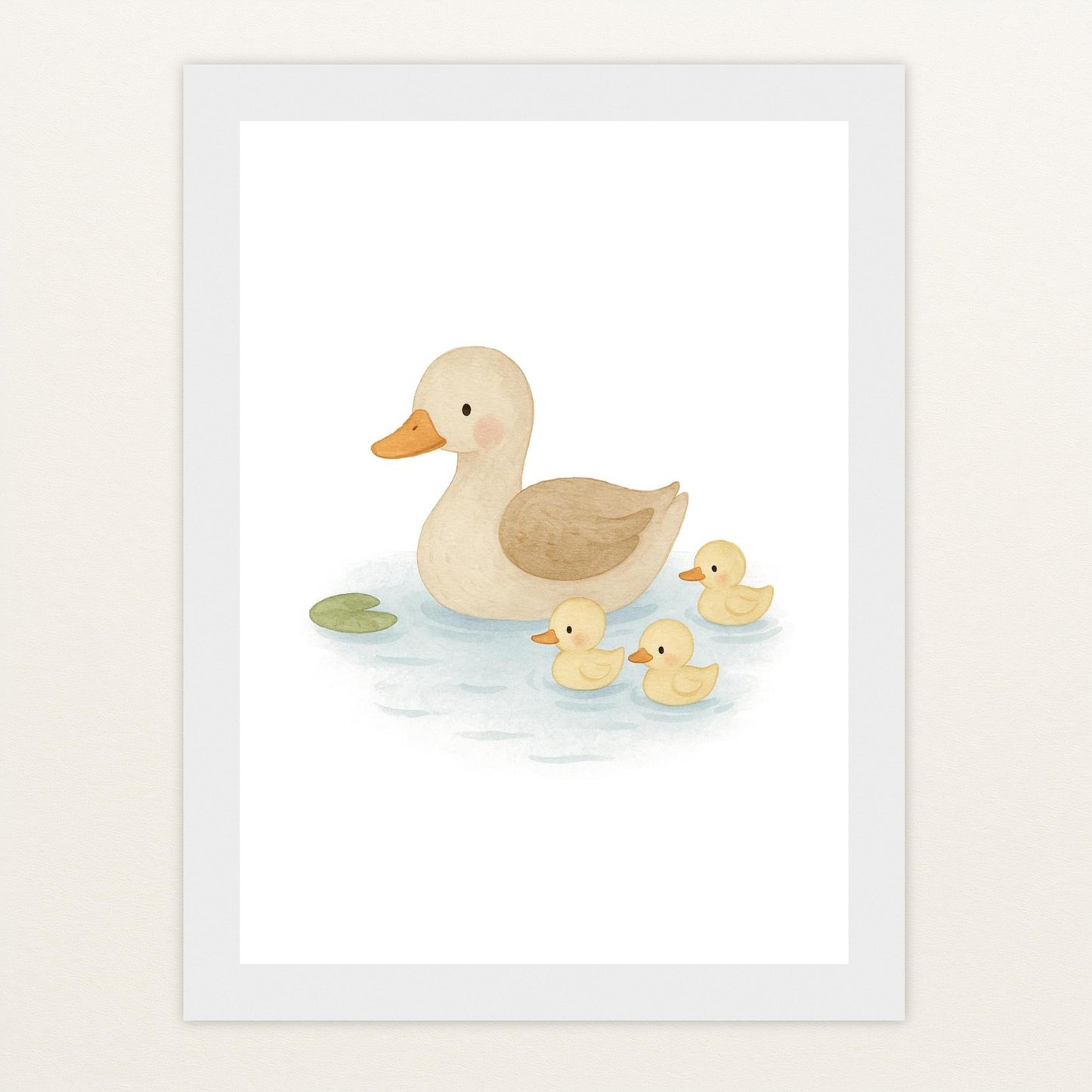 Gusi die Gans - Motiv: "Teich" Poster mit Holzrahmen von tinylearner