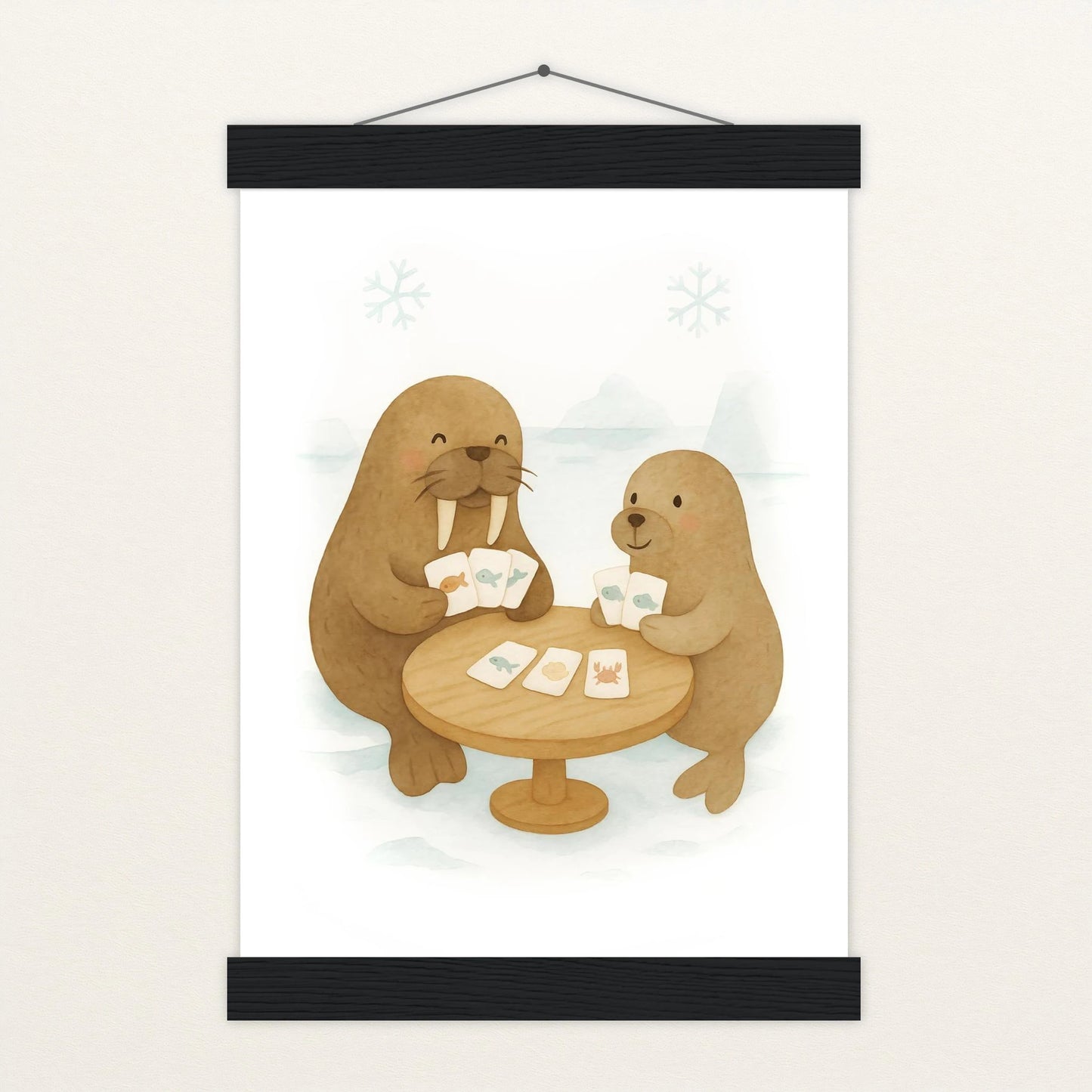 Wally das Walross - Motiv: "Kartenspiel" Poster mit Leisten von tinylearner