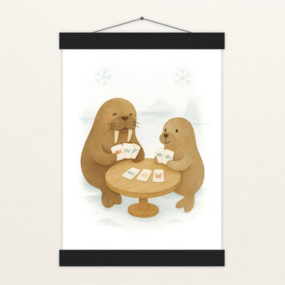 Wally das Walross - Motiv: "Kartenspiel" Poster mit Leisten von tinylearner