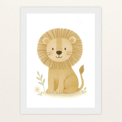 Leo der Löwe Poster mit Holzrahmen von tinylearner