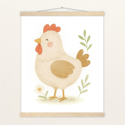 Hanni das Huhn Poster mit Leisten von tinylearner