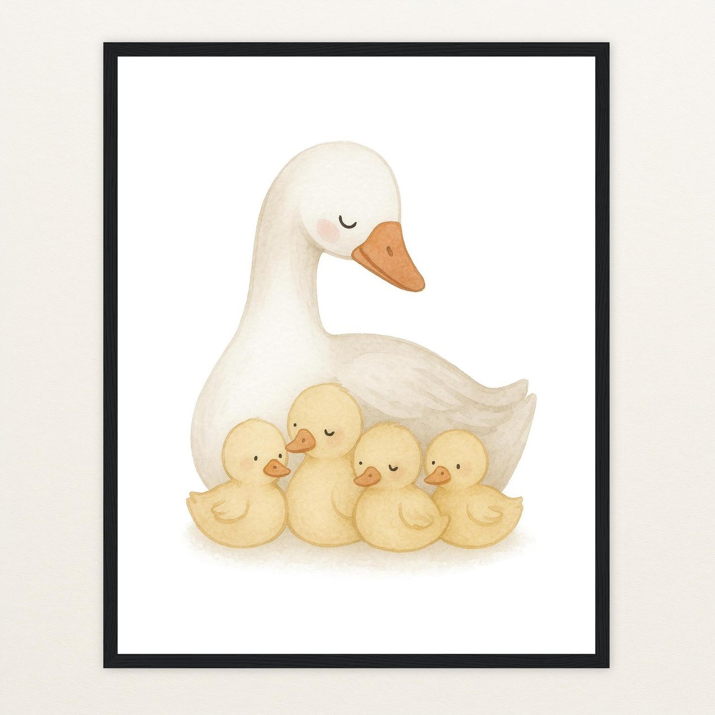 Gusi die Gans - Motiv: "Familie" Poster mit Holzrahmen von tinylearner